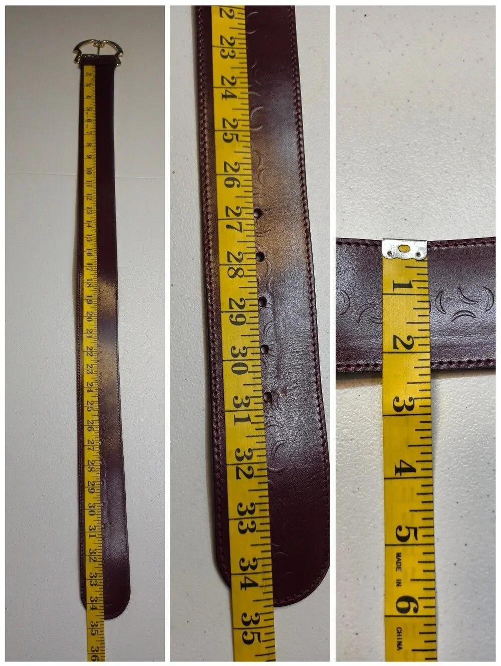 Axcess Italian Vintage Wide Burgundy Leather Waist Belt Gold Buckle **Edit*